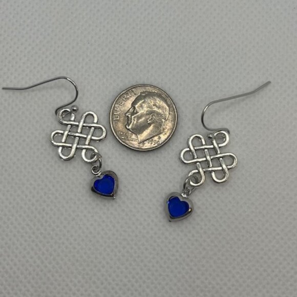 Blue Heart Knot Earrings - Picture 6 of 6